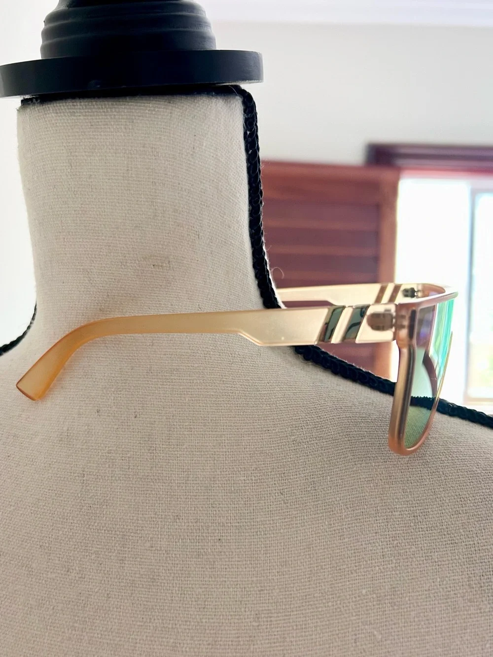 Oversized Shield Sunglasses Amber Peach Mirrored Lens Futuristic Y2K